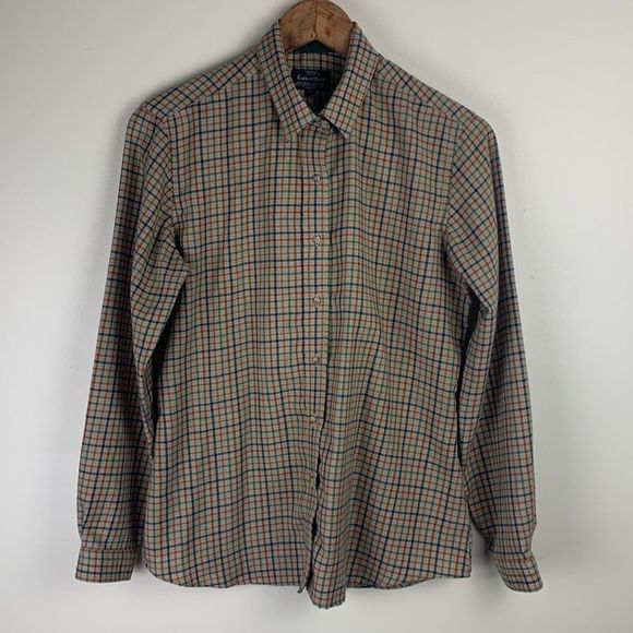Countess Mara Gingham Plaid Button Up Blouse Size Medium - Picture 2 of 7